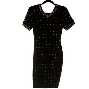 Tadashi Black With Gold Tone Star Accented Short Sleeve Dress-XSorS(see photos)
